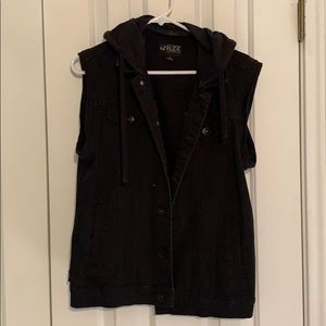 Black Vest Hot Topic Grunge Style Hood Attached